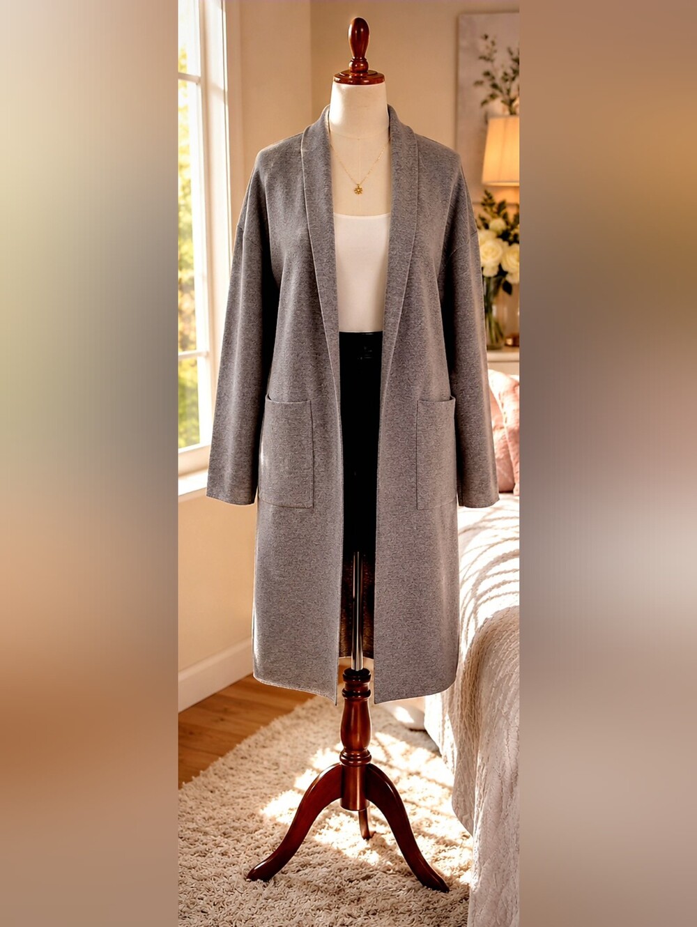 Fortune + Ivy Najee Gray Collared Coatigan Sweater Coat NWT Small